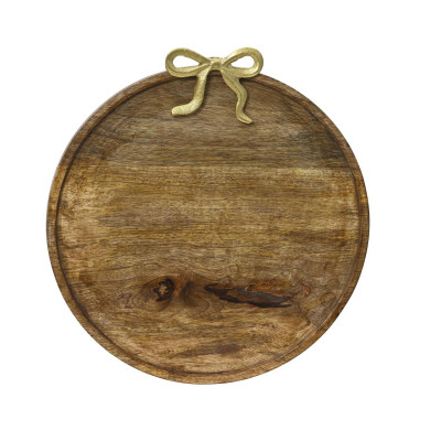  Kaemingk - Piatto grande in legno con fiocco a tema natalizio - Colore: Legno Naturale - SKU: 729436 - Codice EAN: 8720725164772 