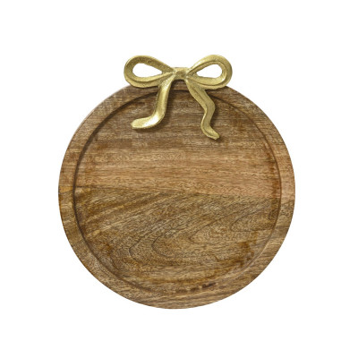 Kaemingk - Piatto piccolo in legno con fiocco a tema natalizio - Colore: Legno Naturale - SKU: 729437 - Codice EAN: 8720725570368 