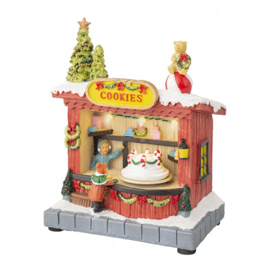  Kaemingk - Scenario natalizio con negozio di biscotti illuminato con led con movimento - Colore: Multicolore - SKU: 487204/COOKIES 