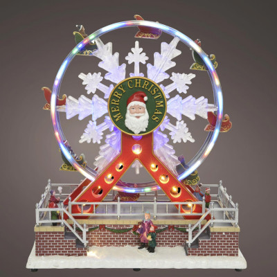  Kaemingk - Scenario natalizio con ruota panoramica in movimento con led e musica - Colore: Multicolore - SKU: 485393 - Codice EAN: 8720093313727 