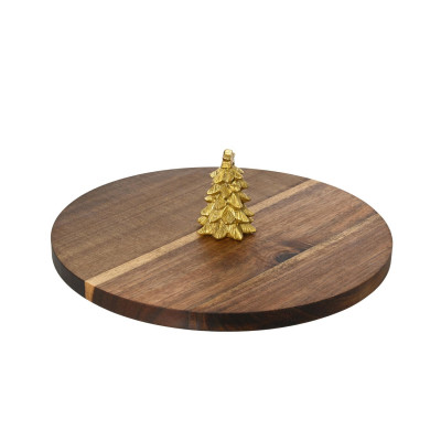  Kaemingk - Tagliere rotondo in legno con albero di natale al centro - Colore: Legno - SKU: 708403 - Codice EAN: 8720725256774 