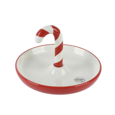  Kaemingk - Vassoio piccolo tondo con bastoncino di zucchero - Colore: Rosso/Bianco - SKU: 463374 - Codice EAN: 8720725553385 