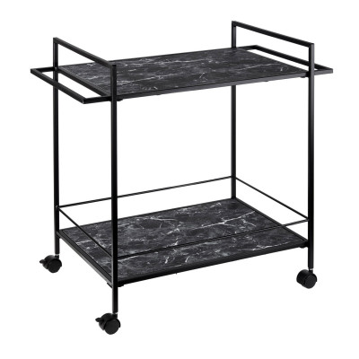  L'Oca Nera - Modello: Urban - Carrello da cucina con ruote in metallo nero e ripiani effetto marmo - Colore: Grigio Scuro - SKU: 1J191 
