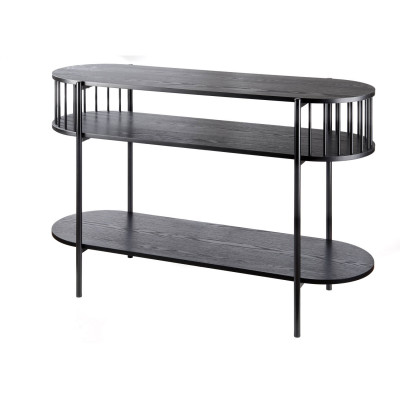  L'Oca Nera - Urban - Consolle moderna in metallo nero e legno scuro 3 ripiani - Colore: Nero - SKU: 1J198 