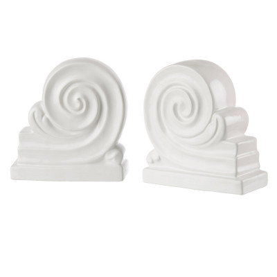  L'Oca Nera - Modello: Fashion - Fermalibri in ceramica a forma di capitello - Colore: Bianco - SKU: 1L112 