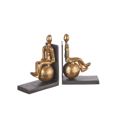  L'Oca Nera - Modello: Ethno Chic - Fermalibri in metallo con scultura uomini seduti - Colore: Oro - SKU: 1L152 