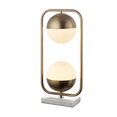  L'Oca Nera - Modello: Fashion - Lampada da tavolo base in marmo e in metallo e doppio diffusore in vetro - Colore: Oro - Attacco Lampadina: E27 - 2 Lampadine - Watt 60W - Dimmerabile: NO - SKU: 1G144 