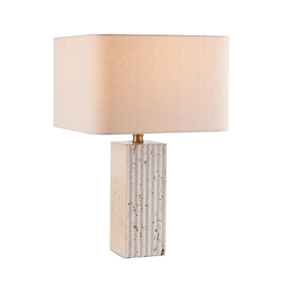  L'Oca Nera - Modello: Neo Classic - Lampada da tavolo con base quadrata in marmo e paralume in tessuto - Attacco Lampadina: E14 - 1 Lampadina - Watt 60W - Dimmerabile: NO - SKU: 1G174 