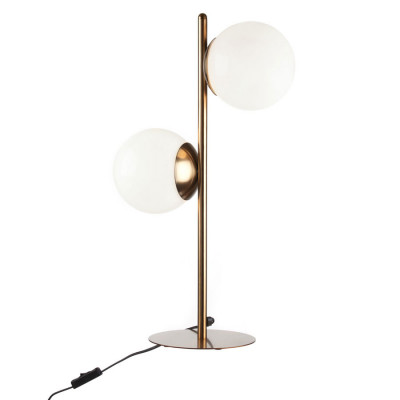  L'Oca Nera - Modello: Fashion - Lampada da tavolo moderna in metallo con soppio diffusore in vetro - Attacco Lampadina: E14 - 2 Lampadine - Watt 40W - Dimmerabile: NO - SKU: 1G124 