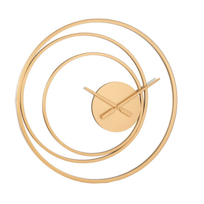  L'Oca Nera - Modello: Fashion - Orologio da parete rotondo in metallo dorato con design circolare moderno - SKU: 1F196 