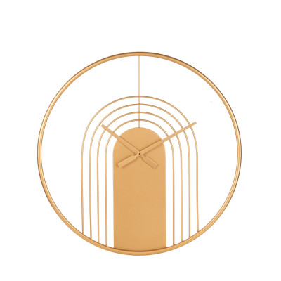  L'Oca Nera - Modello: Fashion - Orologio da parete moderno rotondo in metallo dorato con design geometrico - Colore: Oro - SKU: 1F195 