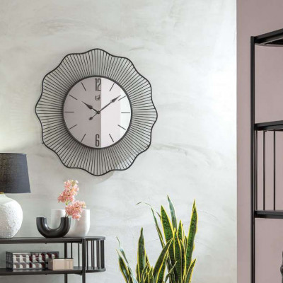  L'Oca Nera - Modello: Urban - Orologio da parete grande moderno in metallo nero con quadrante in vetro - Colore: Nero - SKU: 1F192 