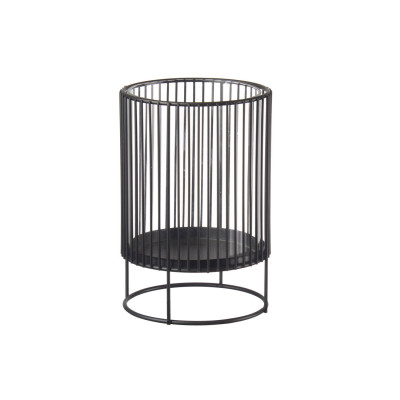  L'Oca Nera - Modello: Urban - Portacandela basso in metallo nero con struttura cilindrica a stecche verticali - Colore: Nero - SKU: 1S129 