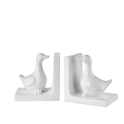  L'Oca Nera - Modello: Modern Country - Set fermalibri in ceramica con anatre - Colore: Bianco - SKU: 1L141 