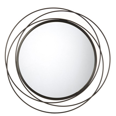  L'Oca Nera - Urban - Specchio da parete rotondo con cornice in metallo dal design moderno - Colore: Nero - SKU: 1J200 
