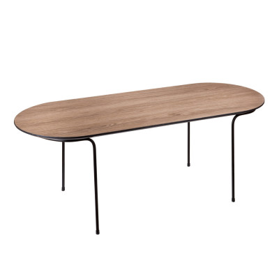  L'Oca Nera - Contemporaneo - Tavolino ovale da salotto con gambe in metallo e piano in legno - Colore: Legno - SKU: 1J202 