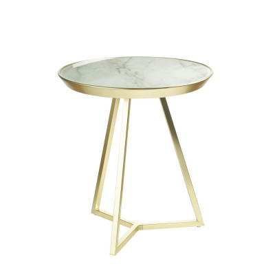  L'Oca Nera - Fashion - Tavolino rotondo da salotto con gambe in metallo e piano in vetro - Colore: Oro - SKU: 1J166 