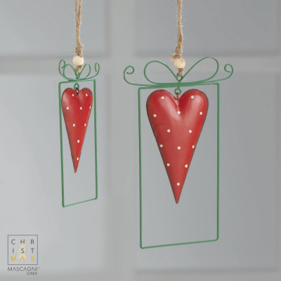  Mascagni - Decorazione per albero di natale con cuore - Colore: Rosso/Bianco - SKU: 20UC2497 - Codice EAN: 8003426074541 