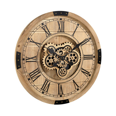  Mascagni - Orologio da parete in legno con ingranaggi a vista e numeri romani - Colore: Legno - SKU: 20VN136 - Codice EAN: 8003426004180 