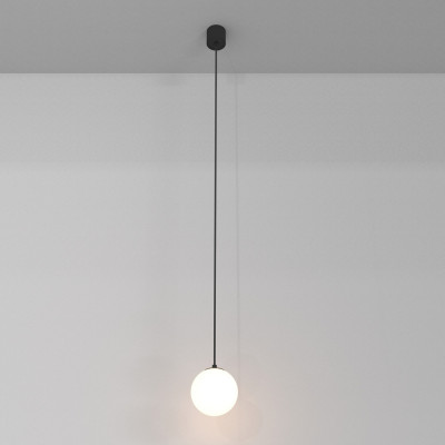  Maytoni - Luna - Lampada a sospensione a led piccola con diffusore moderno in acrilico a boccia - Colore: Nero/Bianco - 1 Lampadina Led Integrato 5W - Lumen 330 - Gradi Kelvin 4000k Luce Naturale - IP20 - SKU: P039PL-5W4K-10-B 