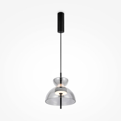  Maytoni - Bangkok - Lampada a sospensione a led con diffusore in vetro dal design moderno - Colore: Nero - 1 Lampadina Led Integrato 12W - Lumen 1200 - Gradi Kelvin 3000k Luce Calda - IP20 - SKU: MOD185PL-L6B3K5 