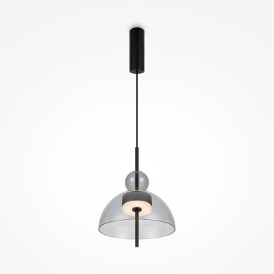  Maytoni - Bangkok - Lampada a sospensione a led dal design moderno con diffusore in vetro - Colore: Nero - 1 Lampadina Led Integrato 12W - Lumen 1200 - Gradi Kelvin 3000k Luce Calda - IP20 - SKU: MOD185PL-L11B3K1 