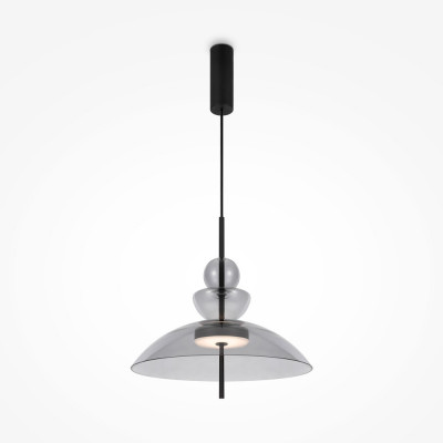  Maytoni - Bangkok - Lampada a sospensione a led dal design moderno con diffusore in vetro largo - Colore: Nero - 1 Lampadina Led Integrato 12W - Lumen 1200 - Gradi Kelvin 3000k Luce Calda - IP20 - SKU: MOD185PL-L11B3K3 