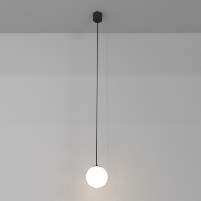  Maytoni - Luna - Lampada a sospensione a led piccola con diffusore moderno in acrilico a boccia - Colore: Nero - 1 Lampadina Led Integrato 5W - Lumen 300 - Gradi Kelvin 3000k Luce Calda - IP20 - SKU: P039PL-5W3K-10-B 