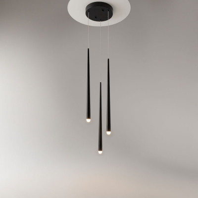  Maytoni - Cascade - Lampada a sospensione con 3 diffusori pendenti a LED dal design moderno - Colore: Nero - 3 Lampadine Led Integrato 19W - Lumen 1500 - Gradi Kelvin 3000k-4000k - IP20 - SKU: MOD132PL-L18BK 