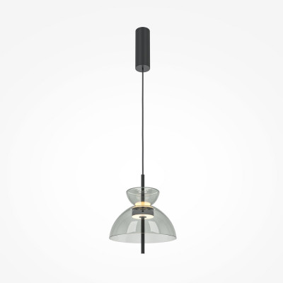  Maytoni - Bangkok - Lampada a sospensione con diffusore a coppa in vetro a led - Colore: Nero - 1 Lampadina Led Integrato 12W - Lumen 1300 - Gradi Kelvin 3000k Luce Calda - IP20 - SKU: MOD185PL-L11B3K2 