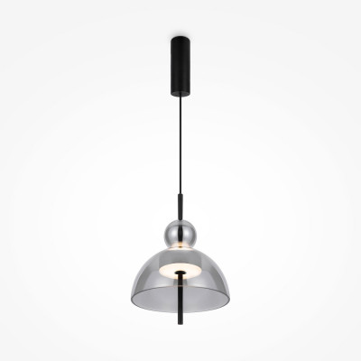  Maytoni - Bangkok - Lampada a sospensione con diffusore a coppa in vetro a led dal design moderno - Colore: Nero - 1 Lampadina Led Integrato 12W - Lumen 1300 - Gradi Kelvin 3000k Luce Calda - IP20 - SKU: MOD185PL-L6B3K4 