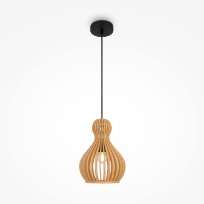  Maytoni - Roots - Lampada a sospensione con diffusore dal design moderno in legno - Colore: Legno - 1 Lampadina E27 100W - IP20 - SKU: MOD192PL-01W 