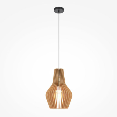  Maytoni - Roots - Lampada a sospensione con diffusore in legno design moderno - Colore: Legno - 1 Lampadina E27 100W - IP20 - SKU: MOD191PL-01W1 