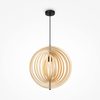  Maytoni - Roots - Lampada a sospensione con diffusore medio in legno dal design moderno - Colore: Legno - 1 Lampadina E27 60W - IP20 - SKU: MOD197PL-01W1 