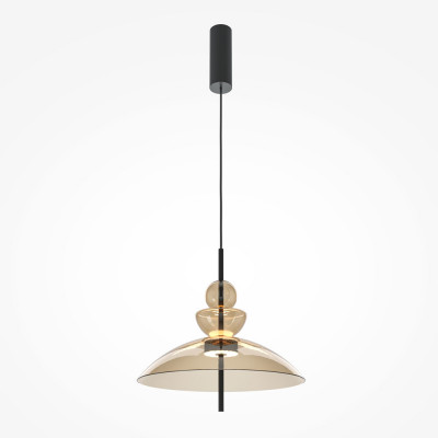  Maytoni - Bangkok - Lampada a sospensione con diffusore in vetro largo a led dal design moderno - Colore: Cognac - 1 Lampadina Led Integrato 12W - Lumen 1300 - Gradi Kelvin 3000k Luce Calda - IP20 - SKU: MOD185PL-L12CG3K3 