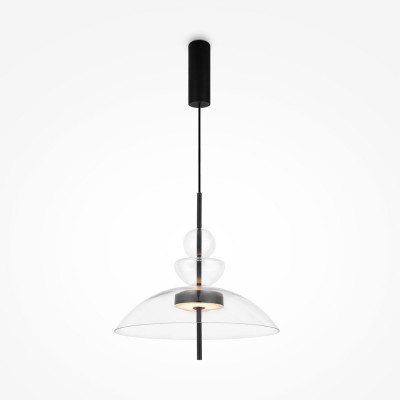  Maytoni - Bangkok - Lampada a sospensione con diffusore in vetro largo a led dal design moderno - Colore: Trasparente - 1 Lampadina Led Integrato 12W - Lumen 1300 - Gradi Kelvin 3000k Luce Calda - IP20 - SKU: MOD185PL-L6B3K3 