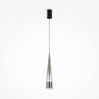  Maytoni - Sintesi - Lampada a sospensione con diffusore singolo a led dal design moderno ed elegante - Colore: Nichel - 1 Lampadina Led Integrato 12W - Lumen 420 - Gradi Kelvin 3000k Luce Calda - IP 20 - SKU: P090PL-L12CH3K 