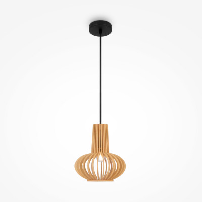  Maytoni - Roots - Lampada a sospensione con diffusore singolo dal design moderno in legno - Colore: Legno - 1 Lampadina E27 100W - IP20 - SKU: MOD193PL-01W 