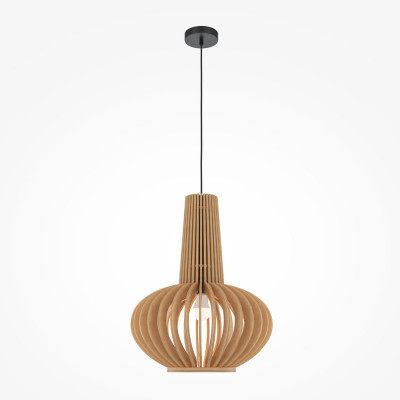  Maytoni - Roots - Lampada a sospensione con diffusore singolo in legno dal design moderno - Colore: Legno - 1 Lampadina E27 100W - IP20 - SKU: MOD193PL-01W1 