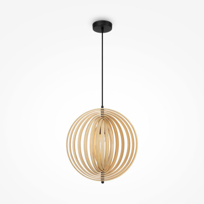  Maytoni - Roots - Lampada a sospensione dal design moderno con diffusore con cerchi in legno - Colore: Legno - 1 Lampadina E27 100W - IP20 - SKU: MOD197PL-01W 
