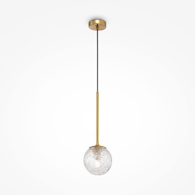  Maytoni - Ligero - Lampada a sospensione elegante con singolo diffusore in vetro a boccia - Colore: Ottone - 1 Lampadina E27 40W - IP20 - SKU: MOD061PL-01BS1 