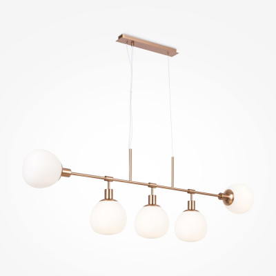  Maytoni - Erich - Lampada a sospensione in metallo con 5 diffusori a boccia in vetro opalino - Colore: Oro - 5 Lampadine E14 60W - IP20 - SKU: MOD221PL-05G 