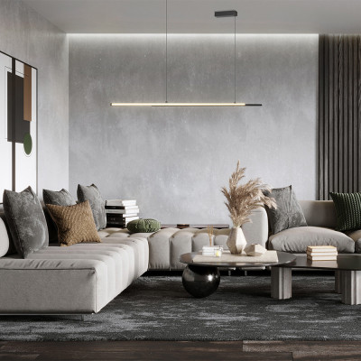  Maytoni - Halo - Lampada a sospensione lineare a LED dal design moderno ed elegante - 1 Lampadina Led Integrato 48W - Lumen 2200 - Gradi Kelvin 4000k Luce Naturale - IP 20 - SKU: MOD005PL-L36 