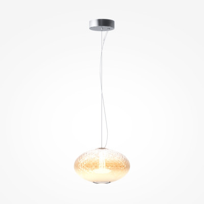  Maytoni - Bruma - Lampada a sospensione moderna con diffusore ovale in vetro a led dimmerabile - Colore: Cromato - 1 Lampadina Led Integrato 12W - Lumen 1500 - Gradi Kelvin 2700k Luce Calda - IP20 - SKU: MOD397PL-L12CH2.7K 