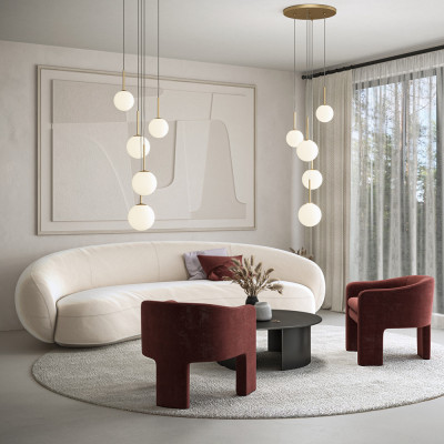  Maytoni - Basic Form - Lampada a sospensione moderna in metallo con 5 pendenti in vetro rotondi - 5 Lampadine E14 40W - IP 20 - SKU: MOD321PL-05 