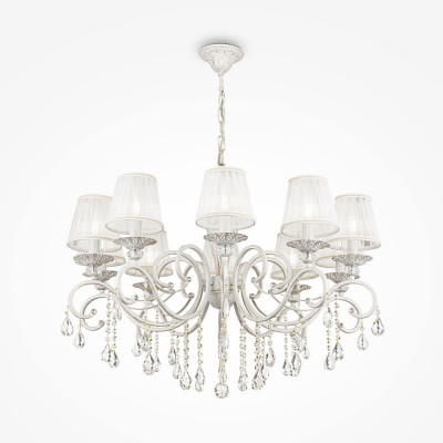  Maytoni - Modello: Grace - Lampadario classico in metallo a dieci braccia con pendenti in cristallo - Colore: Bianco/Oro - Attacco Lampadina: E14 - 10 Lampadine - Watt 40W - Dimmerabile: NO - Grado di Protezione: IP20 - SKU: ARM247-10-G - Codice EAN: 4260361981868 