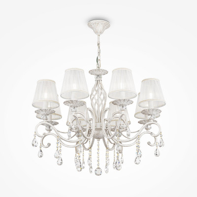  Maytoni - Modello: Grace - Lampadario con pendenti in cristallo a otto braccia in stile classico - Colore: Bianco/Oro - Attacco Lampadina: E14 - 8 Lampadine - Watt 40W - Dimmerabile: NO - Grado di Protezione: IP20 - SKU: ARM247-08-G - Codice EAN: 4260361981851 
