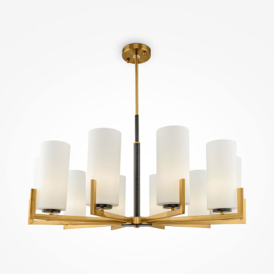  Maytoni - Modello: Fortano - Lampadario grande con dieci diffusori in vetro in stile moderno - Colore: Ottone - Attacco Lampadina: E27 - 10 Lampadine - Watt 40W - Dimmerabile: NO - Grado di Protezione: IP20 - SKU: MOD089PL-10BS - Codice EAN: 4251110029023 
