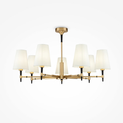 Maytoni - Modello: Zaragoza - Lampadario grande con struttura in metallo e sette paralumi in tessuto - Colore: Ottone - Attacco Lampadina: E14 - 7 Lampadine - Watt 40W - Dimmerabile: NO - Grado di Protezione: IP20 - SKU: H001CL-07BS - Codice EAN: 4251110080888 