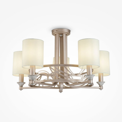  Maytoni - Modello: Vittoria - Lampadario in stile classico con 5 dissufori a paralume in tessuto - Colore: Crema - Attacco Lampadina: E14 - 5 Lampadine - Watt 40W - Dimmerabile: NO - Grado di Protezione: IP20 - SKU: H004CL-05BG - Codice EAN: 4251110093468 
